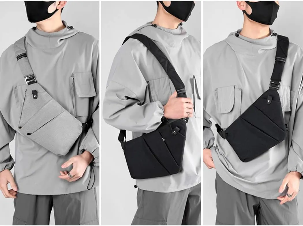 Sling Crossbody Bags Anti-thief Slim Personal Flex Bag Safe Purse Bags for Women Men Waterproof (Black, Right)