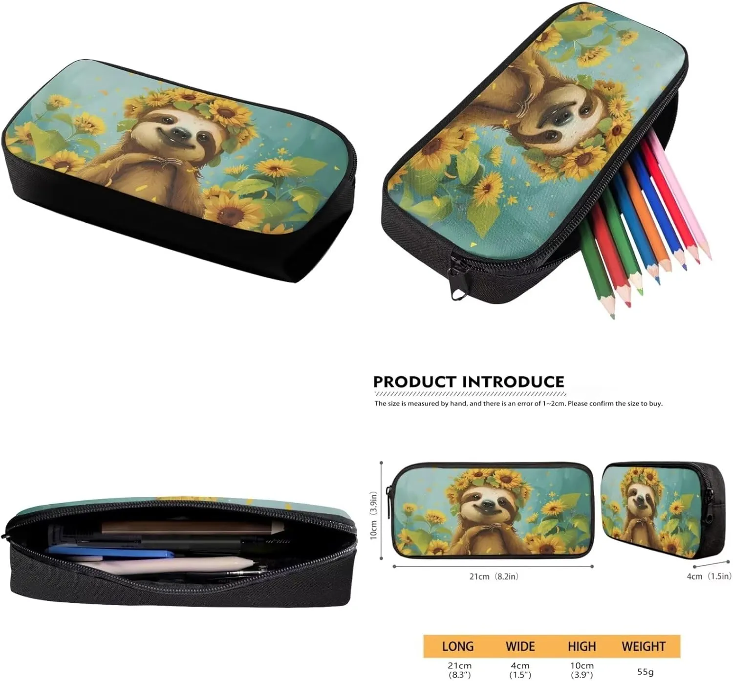 Sloth Backpack for School Girls 5th Grade Cute School Bags Set with Lunchbox Pencil Case 10-12 Kids Large Bookbag Elementary School Hiking Backpacks Daypack Mochilas Para NiñAs De 10 AñOs