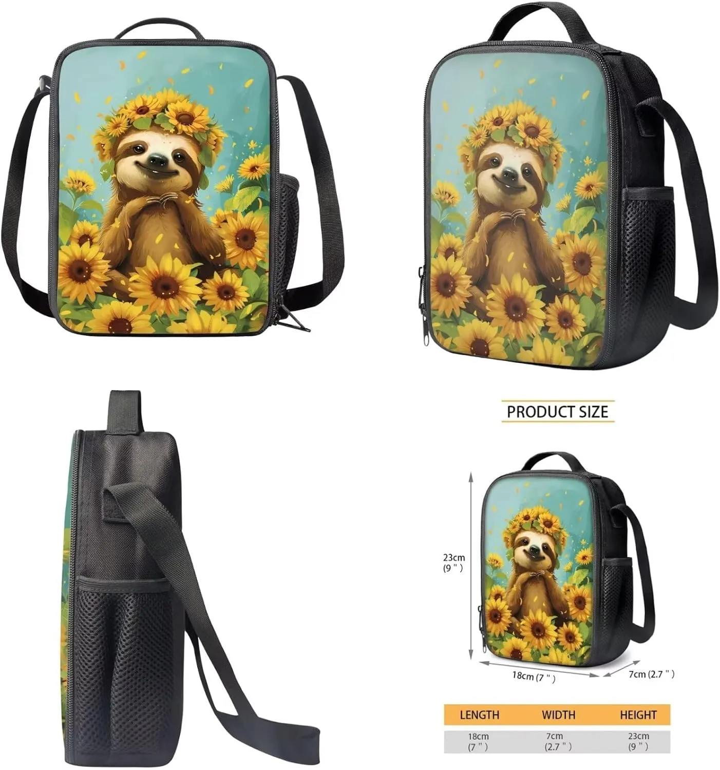 Sloth Backpack for School Girls 5th Grade Cute School Bags Set with Lunchbox Pencil Case 10-12 Kids Large Bookbag Elementary School Hiking Backpacks Daypack Mochilas Para NiñAs De 10 AñOs