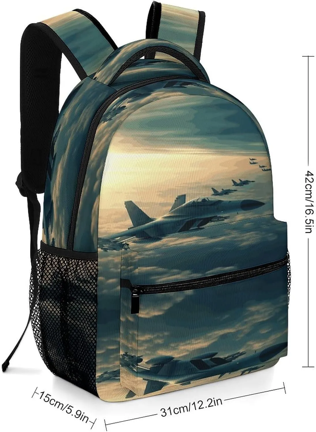 Small Backpacks Personalized Aircraft Fighter Jets Printing Travel Bag Lightweight Travel Backpack For Women Men