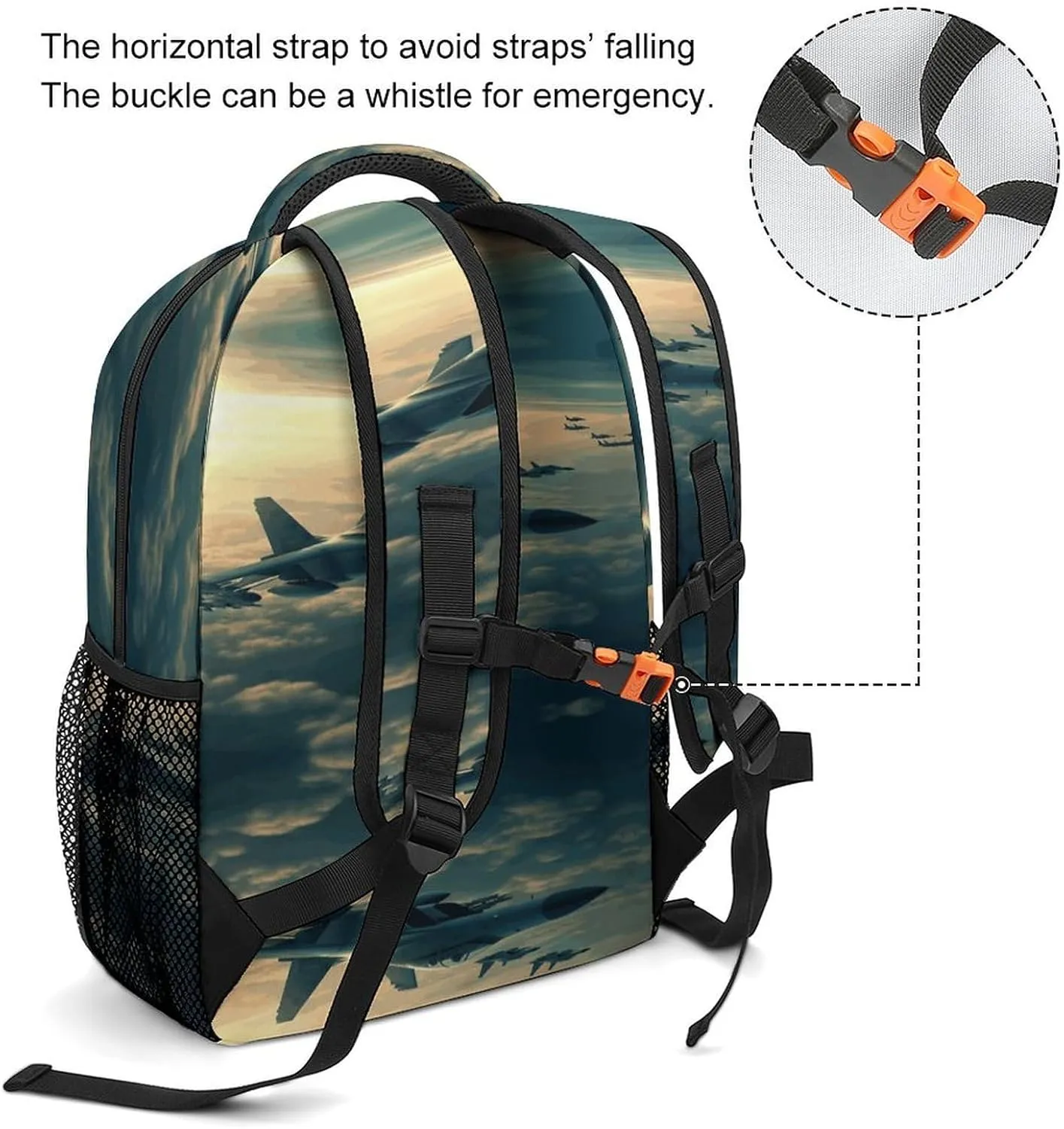 Small Backpacks Personalized Aircraft Fighter Jets Printing Travel Bag Lightweight Travel Backpack For Women Men
