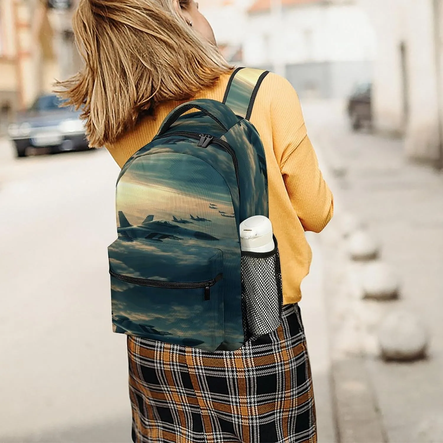 Small Backpacks Personalized Aircraft Fighter Jets Printing Travel Bag Lightweight Travel Backpack For Women Men