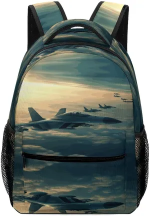 Small Backpacks Personalized Aircraft Fighter Jets Printing Travel Bag Lightweight Travel Backpack For Women Men