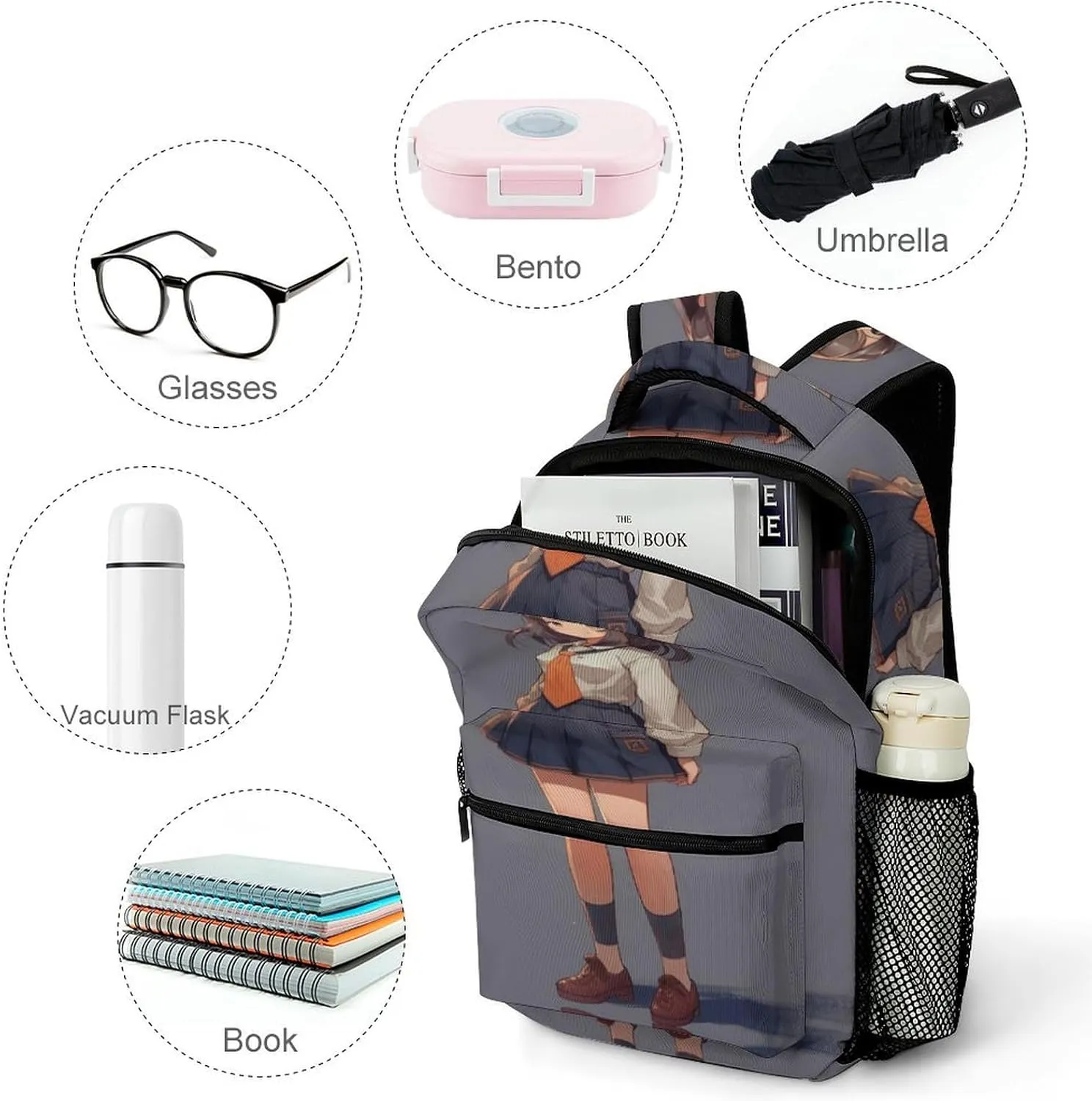 Small Backpacks Personalized Anime Printing Travel Bag Lightweight Travel Backpack For Women Men