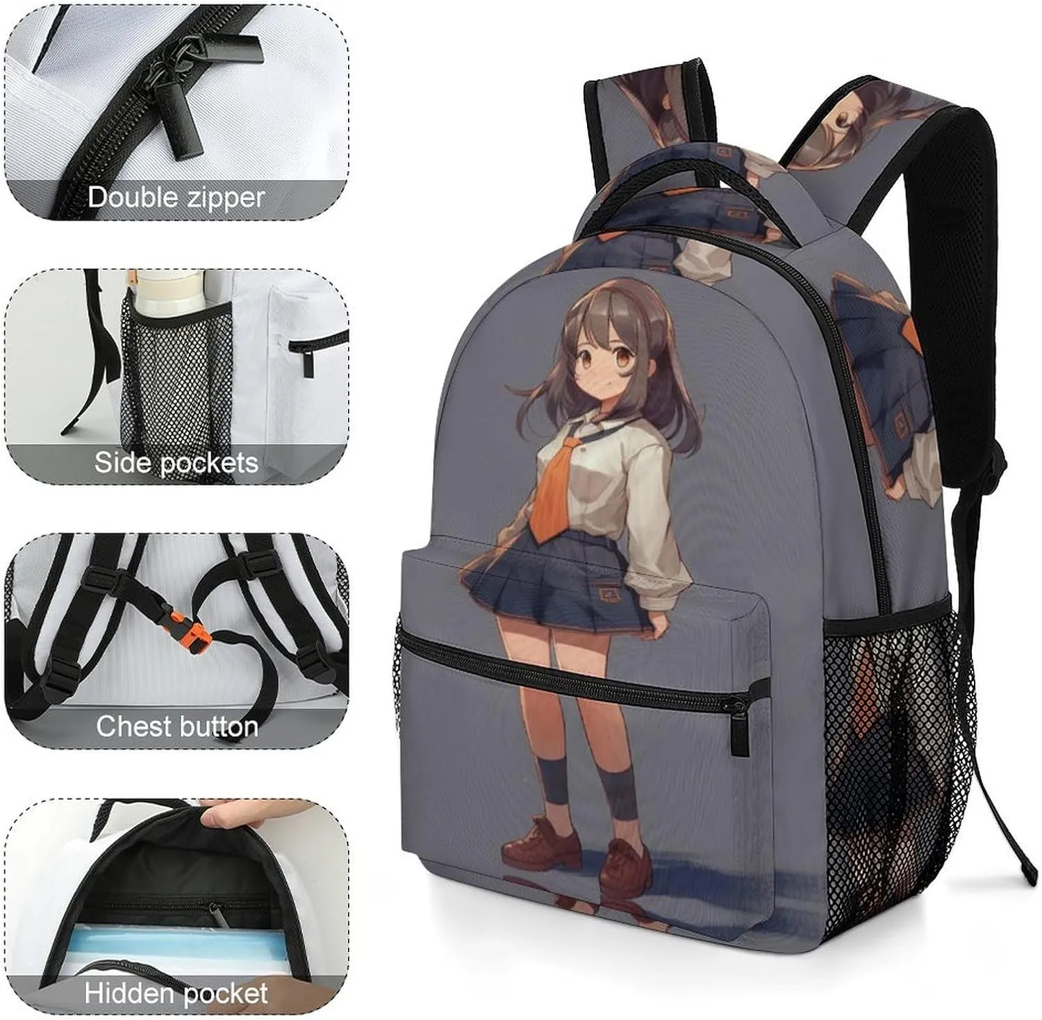 Small Backpacks Personalized Anime Printing Travel Bag Lightweight Travel Backpack For Women Men