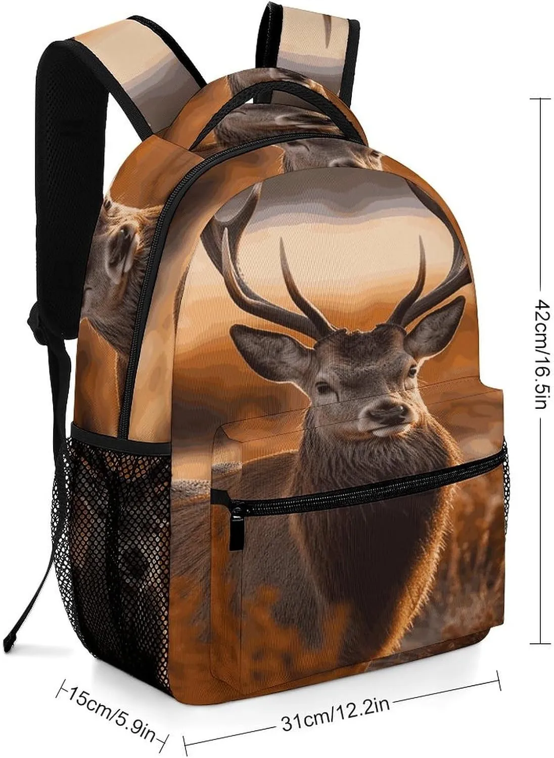 Small Backpacks Personalized Antler Red Deer Printing Travel Bag Lightweight Travel Backpack For Women Men