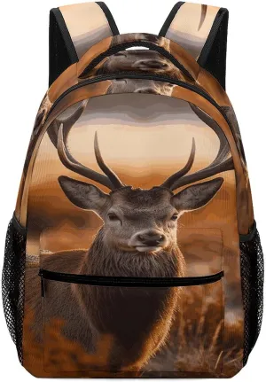 Small Backpacks Personalized Antler Red Deer Printing Travel Bag Lightweight Travel Backpack For Women Men
