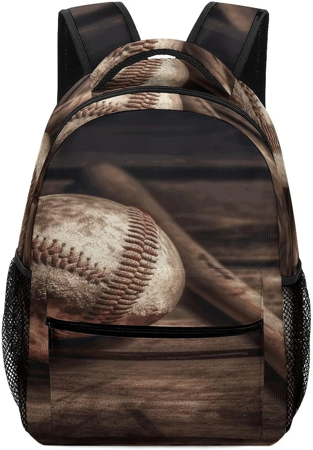 Small Backpacks Personalized Baseball on Wooden Printing Travel Bag Lightweight Travel Backpack For Women Men