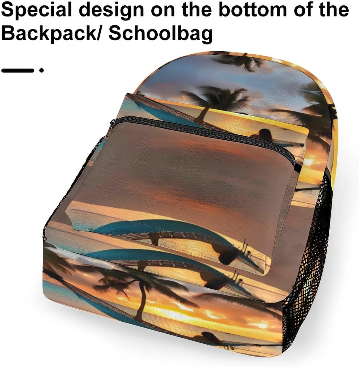 Small Backpacks Personalized Beach Sunset Hammock Printing Travel Bag Lightweight Travel Backpack For Women Men