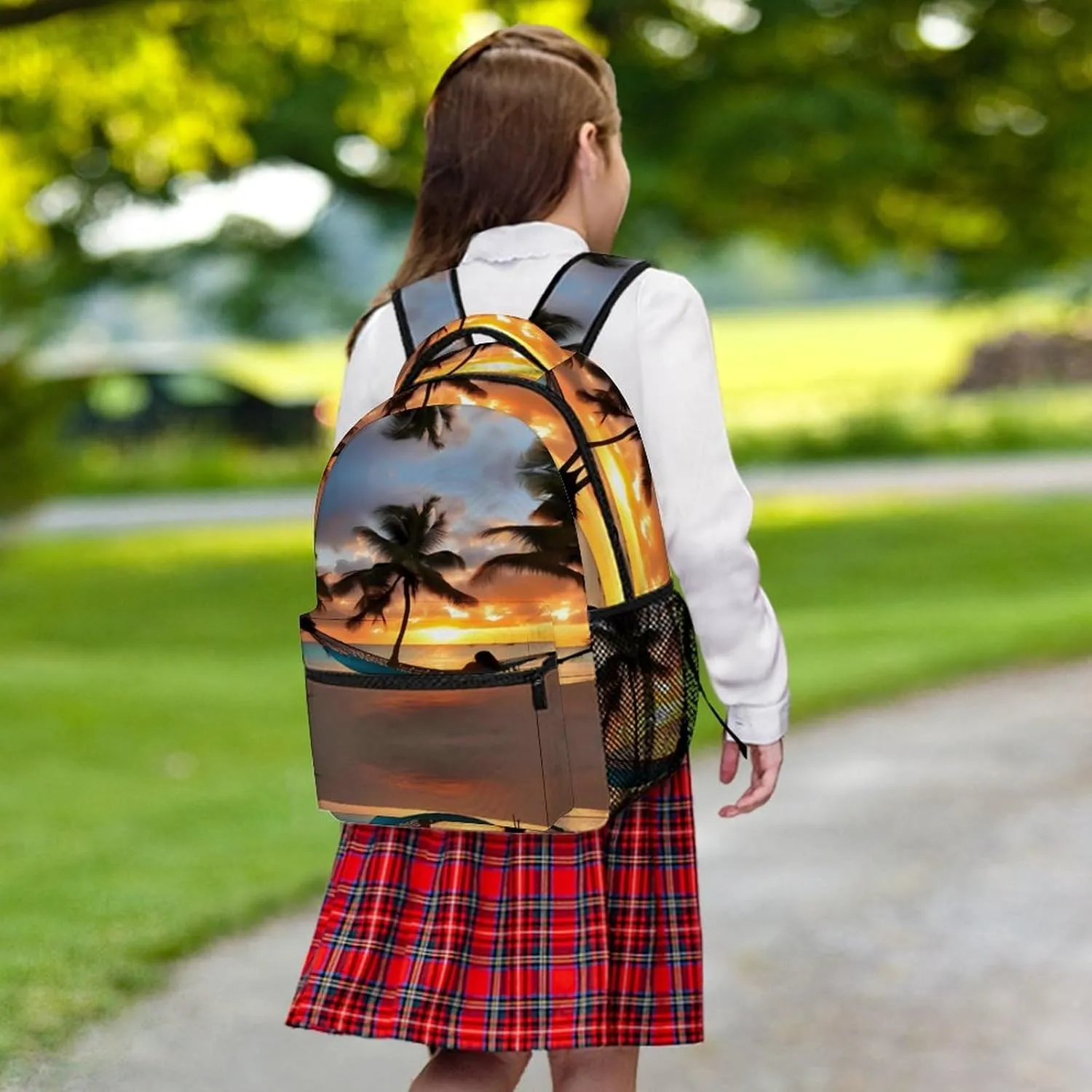 Small Backpacks Personalized Beach Sunset Hammock Printing Travel Bag Lightweight Travel Backpack For Women Men