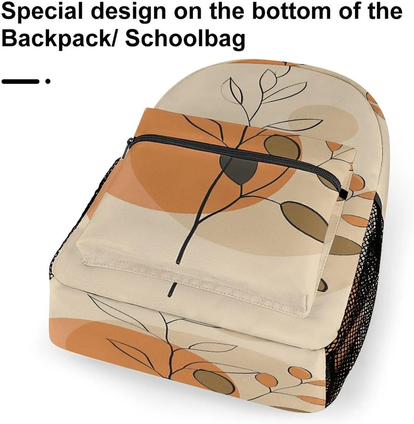 Small Backpacks Personalized Beige Plant Pattern Printing Travel Bag Lightweight Travel Backpack For Women Men