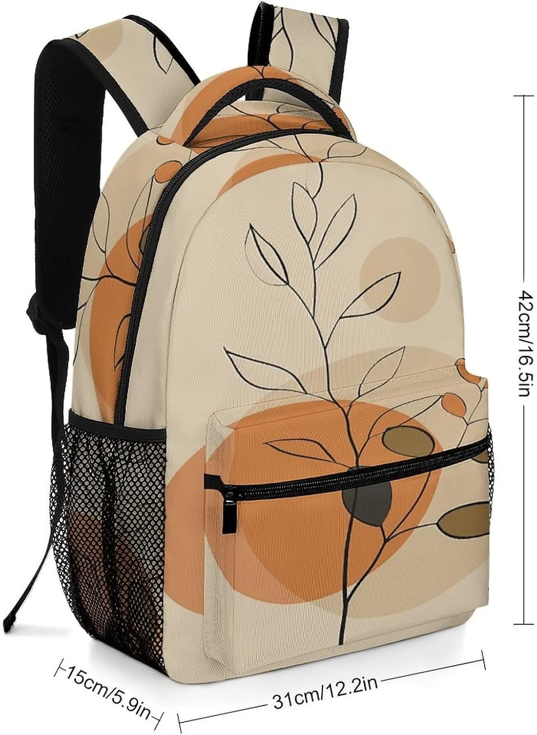Small Backpacks Personalized Beige Plant Pattern Printing Travel Bag Lightweight Travel Backpack For Women Men