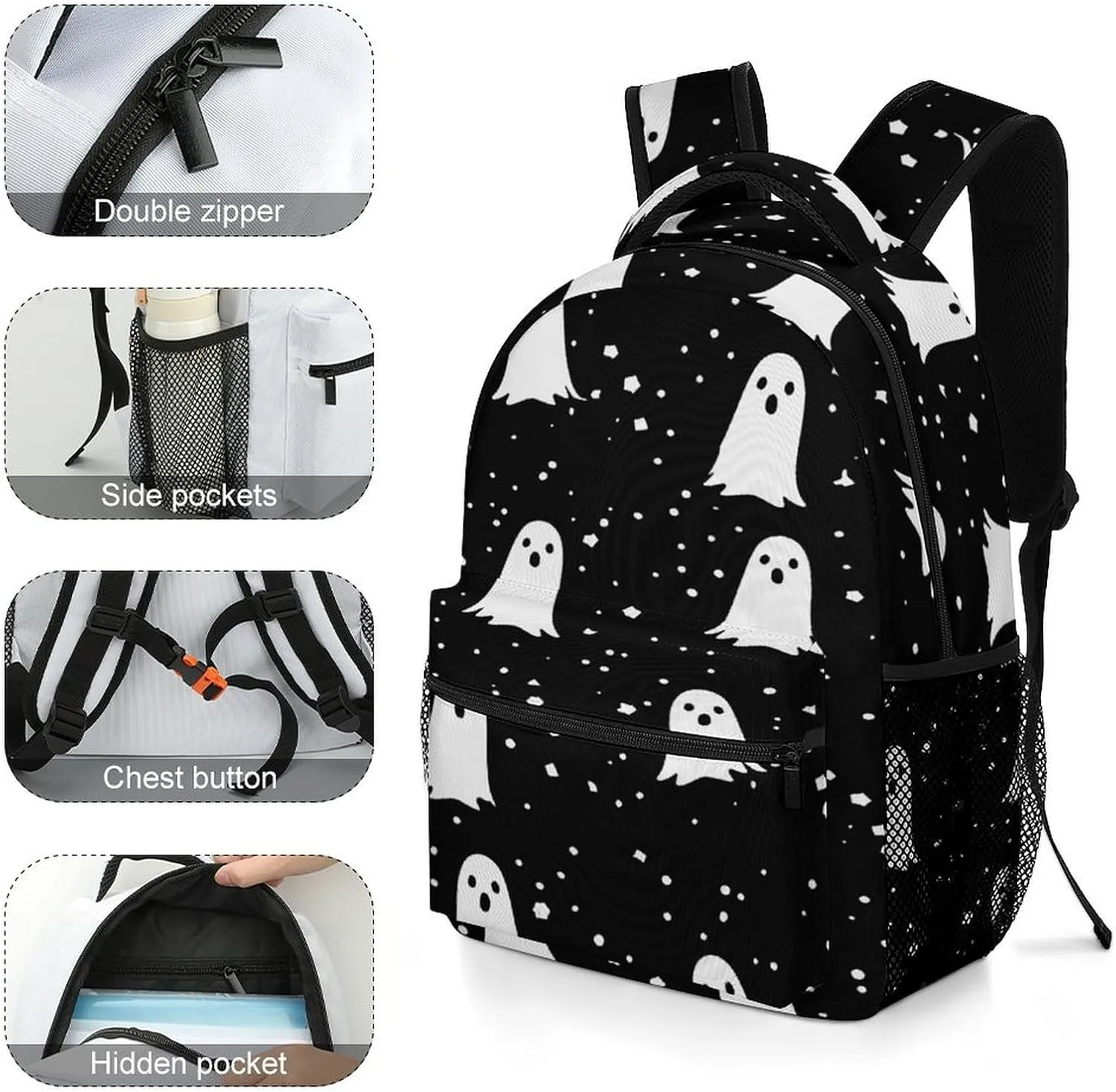 Small Backpacks Personalized Black-and-white Style Printing Travel Bag Lightweight Travel Backpack For Women Men