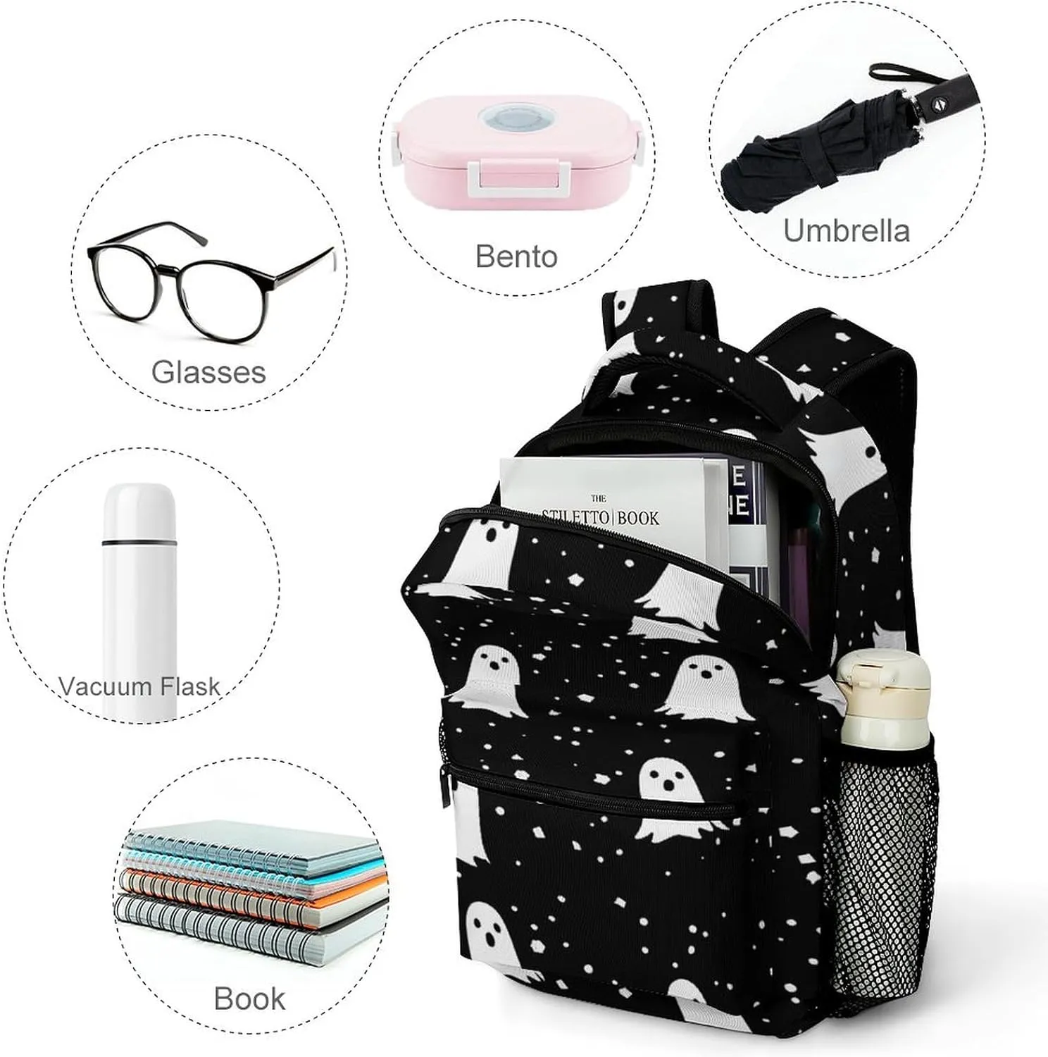 Small Backpacks Personalized Black-and-white Style Printing Travel Bag Lightweight Travel Backpack For Women Men
