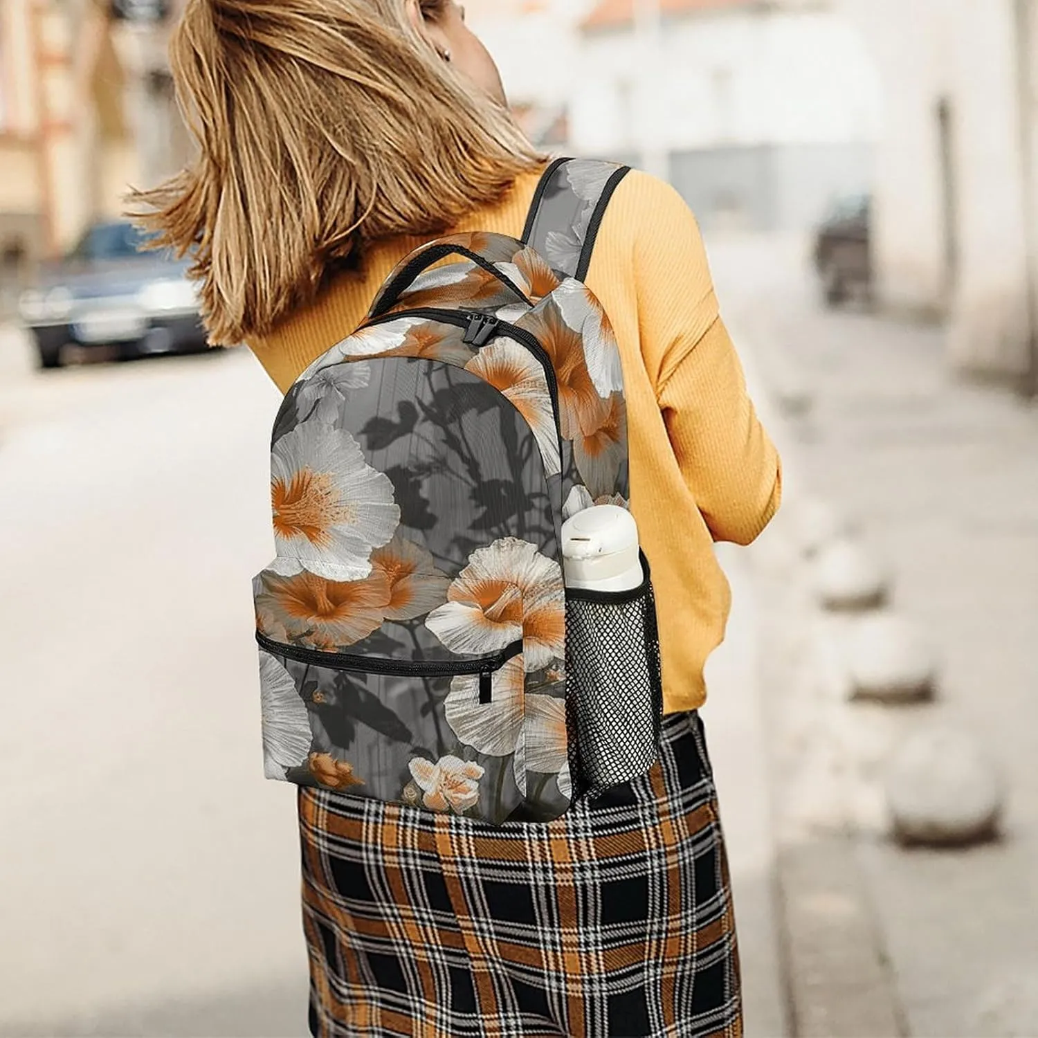 Small Backpacks Personalized Blooming Hibiscus Flowers Printing Travel Bag Lightweight Travel Backpack For Women Men