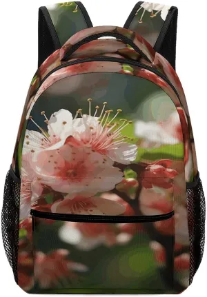 Small Backpacks Personalized Blooming Peach Blossoms Printing Travel Bag Lightweight Travel Backpack For Women Men