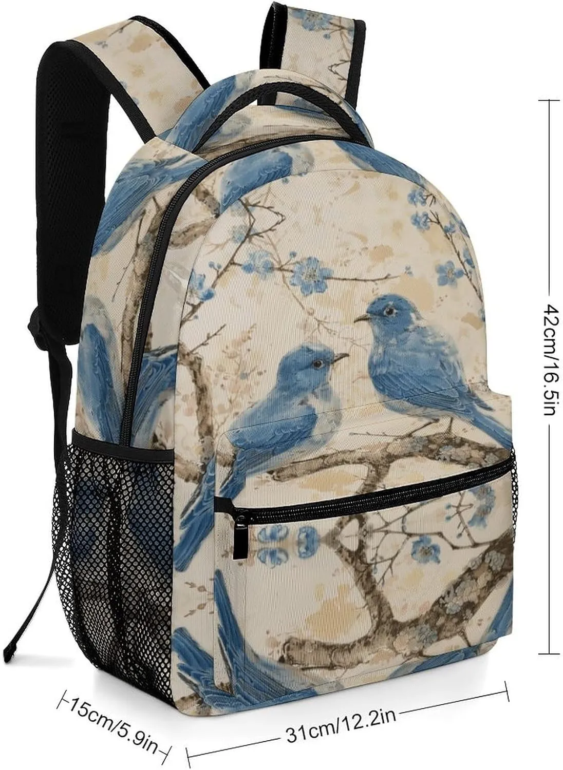 Small Backpacks Personalized Bluebird on The Branch Printing Travel Bag Lightweight Travel Backpack For Women Men