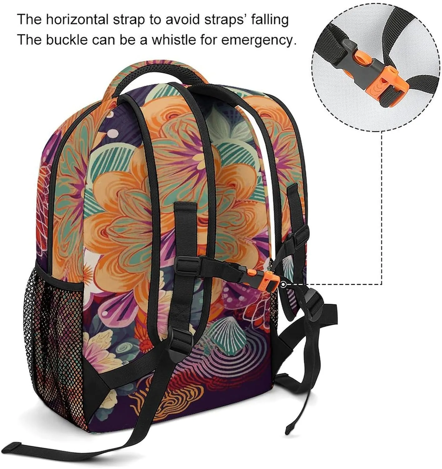 Small Backpacks Personalized Bohemian Colored Flower Printing Travel Bag Lightweight Travel Backpack For Women Men