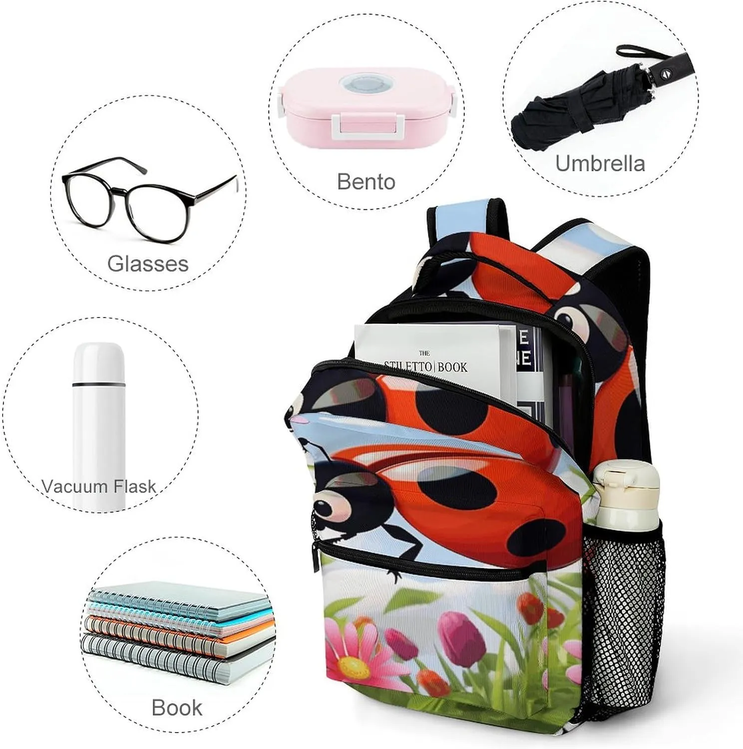 Small Backpacks Personalized Cartoon Flower Printing Travel Bag Lightweight Travel Backpack For Women Men