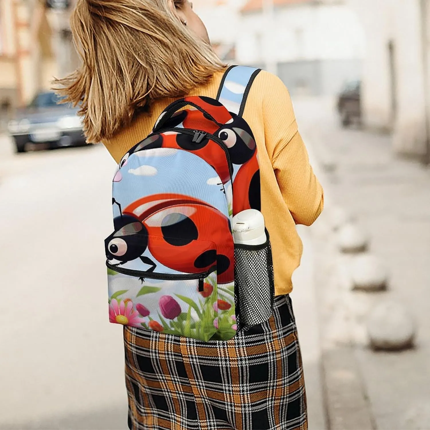 Small Backpacks Personalized Cartoon Flower Printing Travel Bag Lightweight Travel Backpack For Women Men