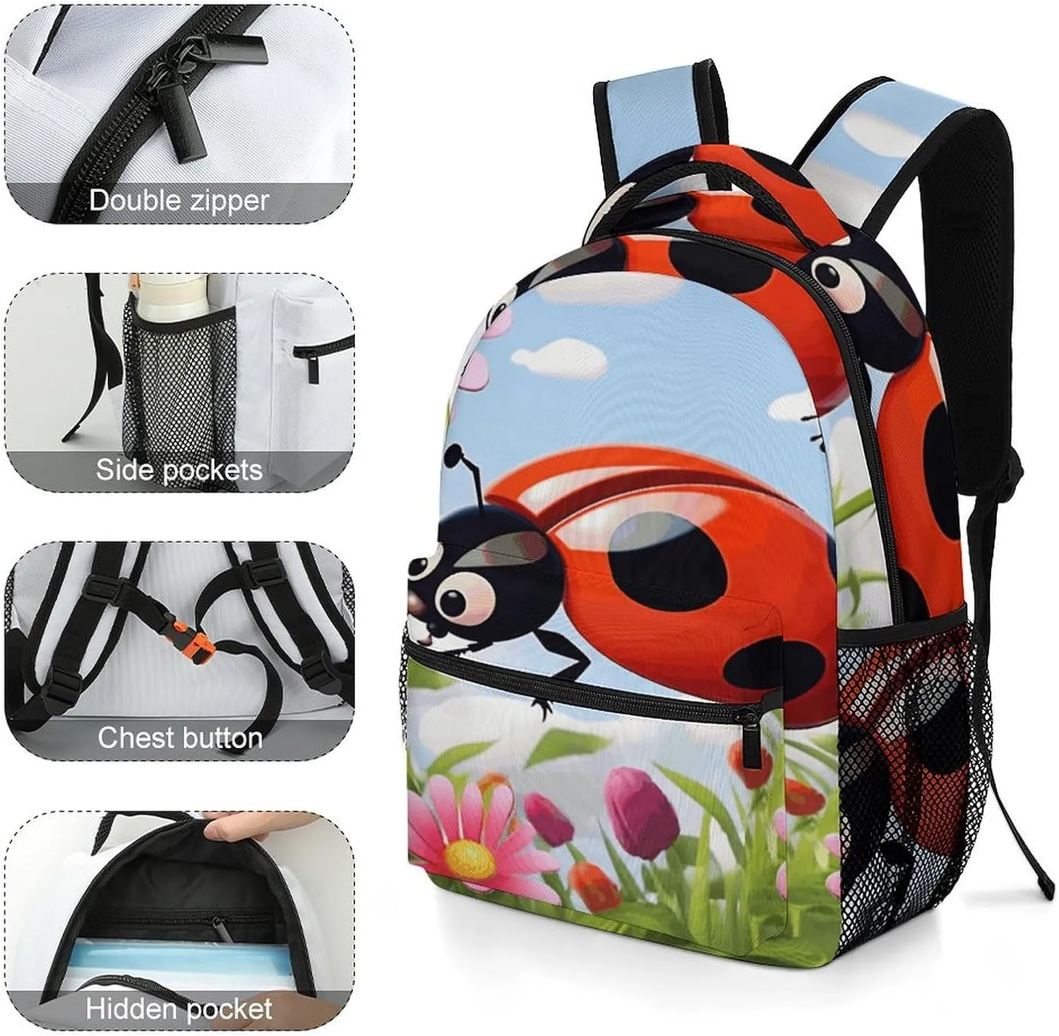 Small Backpacks Personalized Cartoon Flower Printing Travel Bag Lightweight Travel Backpack For Women Men