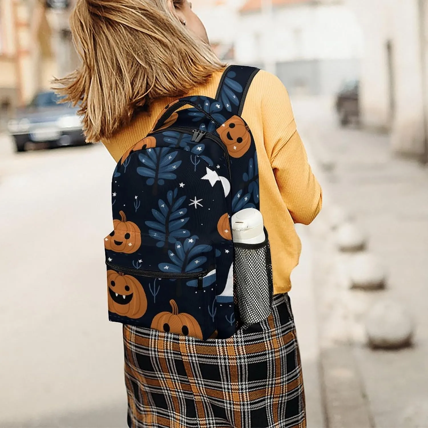 Small Backpacks Personalized Cartoon Pumpkin Printing Travel Bag Lightweight Travel Backpack For Women Men