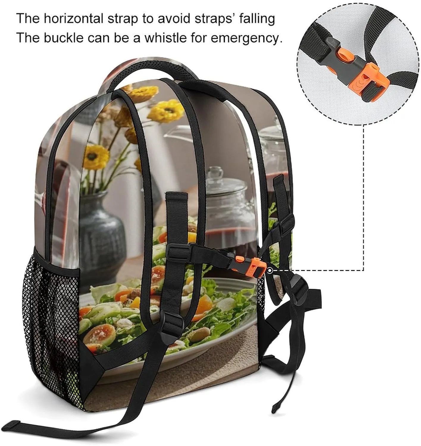 Small Backpacks Personalized Celebrate Eating Well Printing Travel Bag Lightweight Travel Backpack For Women Men