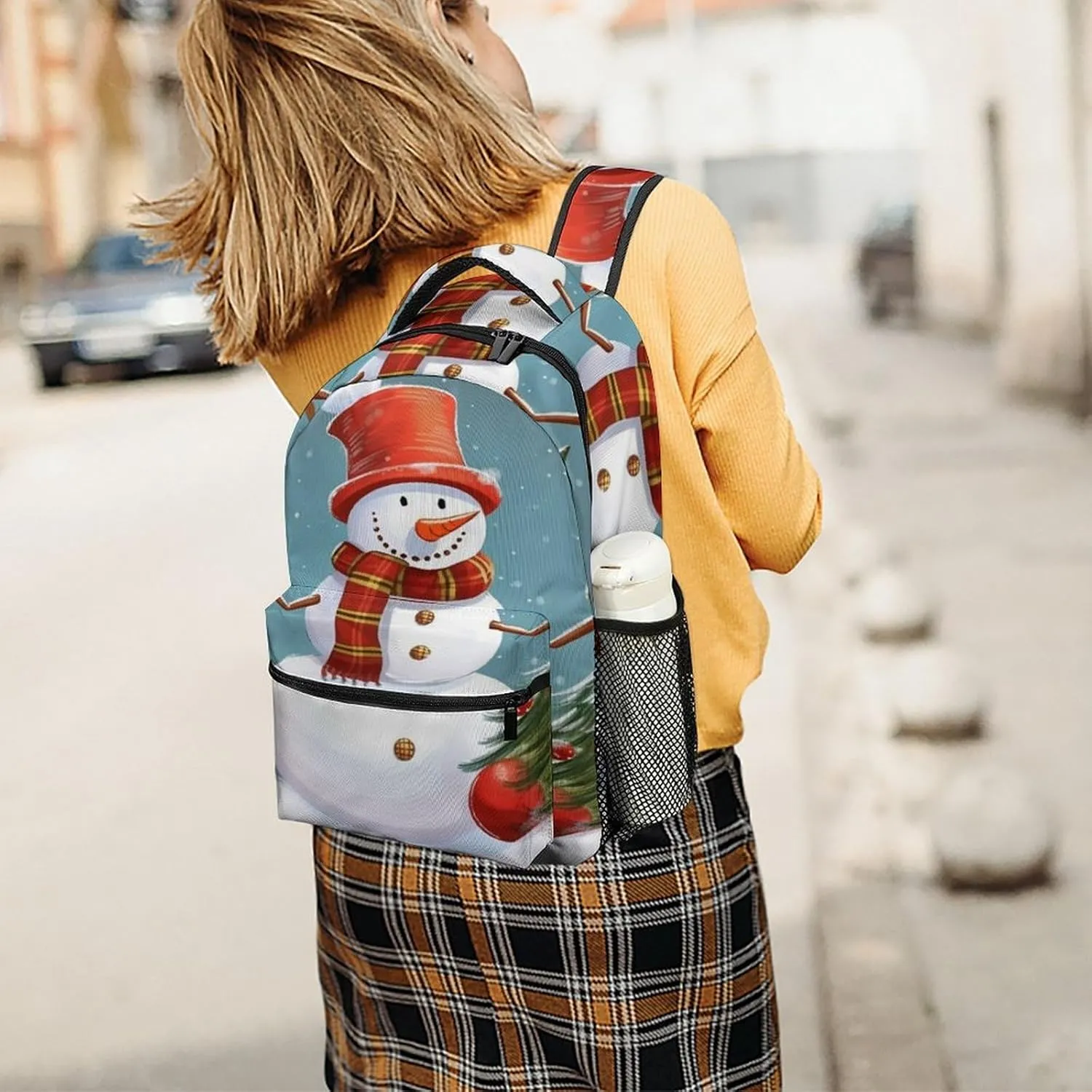 Small Backpacks Personalized Christmas Snowman Printing Travel Bag Lightweight Travel Backpack For Women Men
