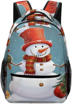 Small Backpacks Personalized Christmas Snowman Printing Travel Bag Lightweight Travel Backpack For Women Men