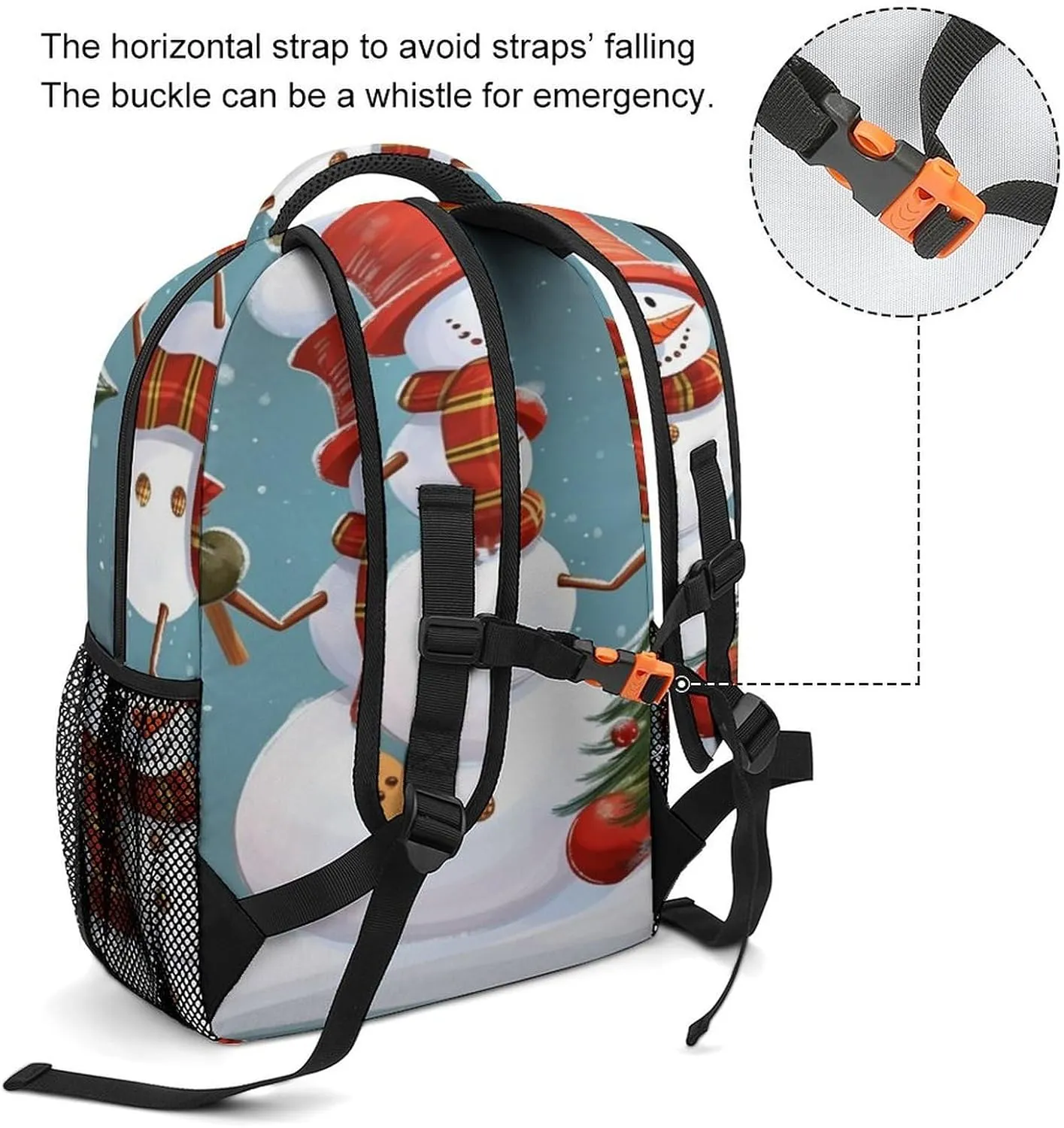 Small Backpacks Personalized Christmas Snowman Printing Travel Bag Lightweight Travel Backpack For Women Men