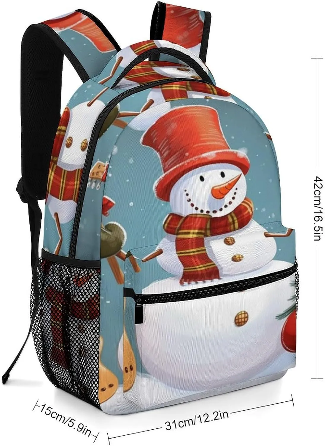 Small Backpacks Personalized Christmas Snowman Printing Travel Bag Lightweight Travel Backpack For Women Men