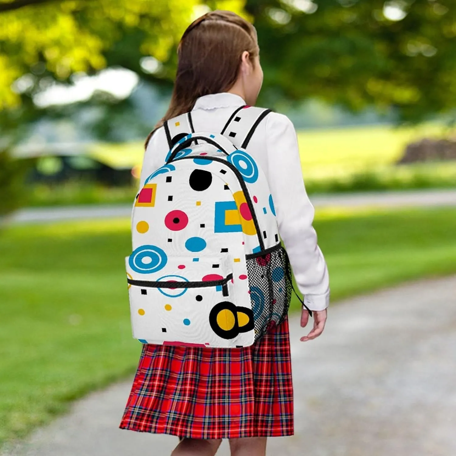 Small Backpacks Personalized Circles And Squares Printing Travel Bag Lightweight Travel Backpack For Women Men