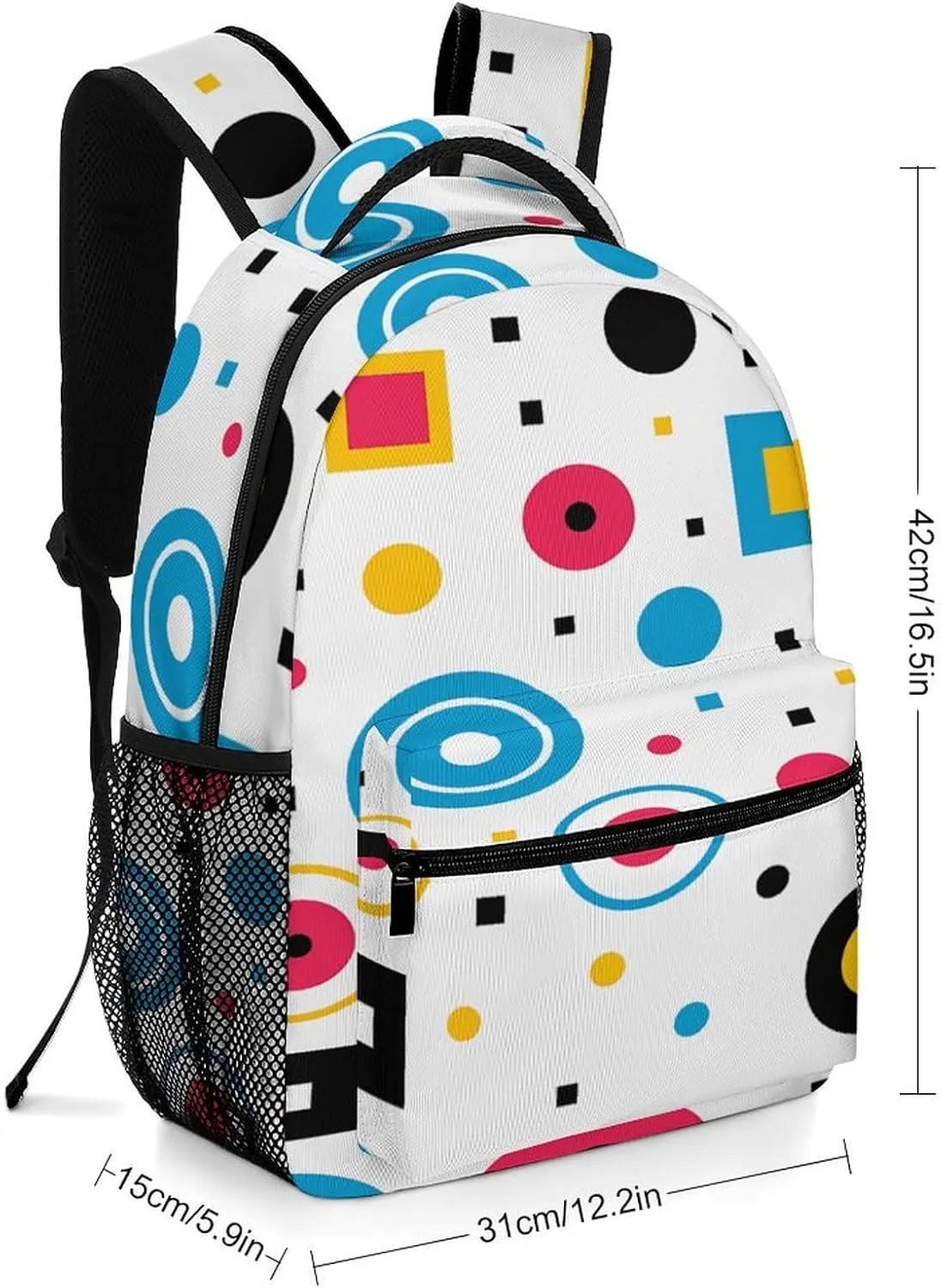 Small Backpacks Personalized Circles And Squares Printing Travel Bag Lightweight Travel Backpack For Women Men