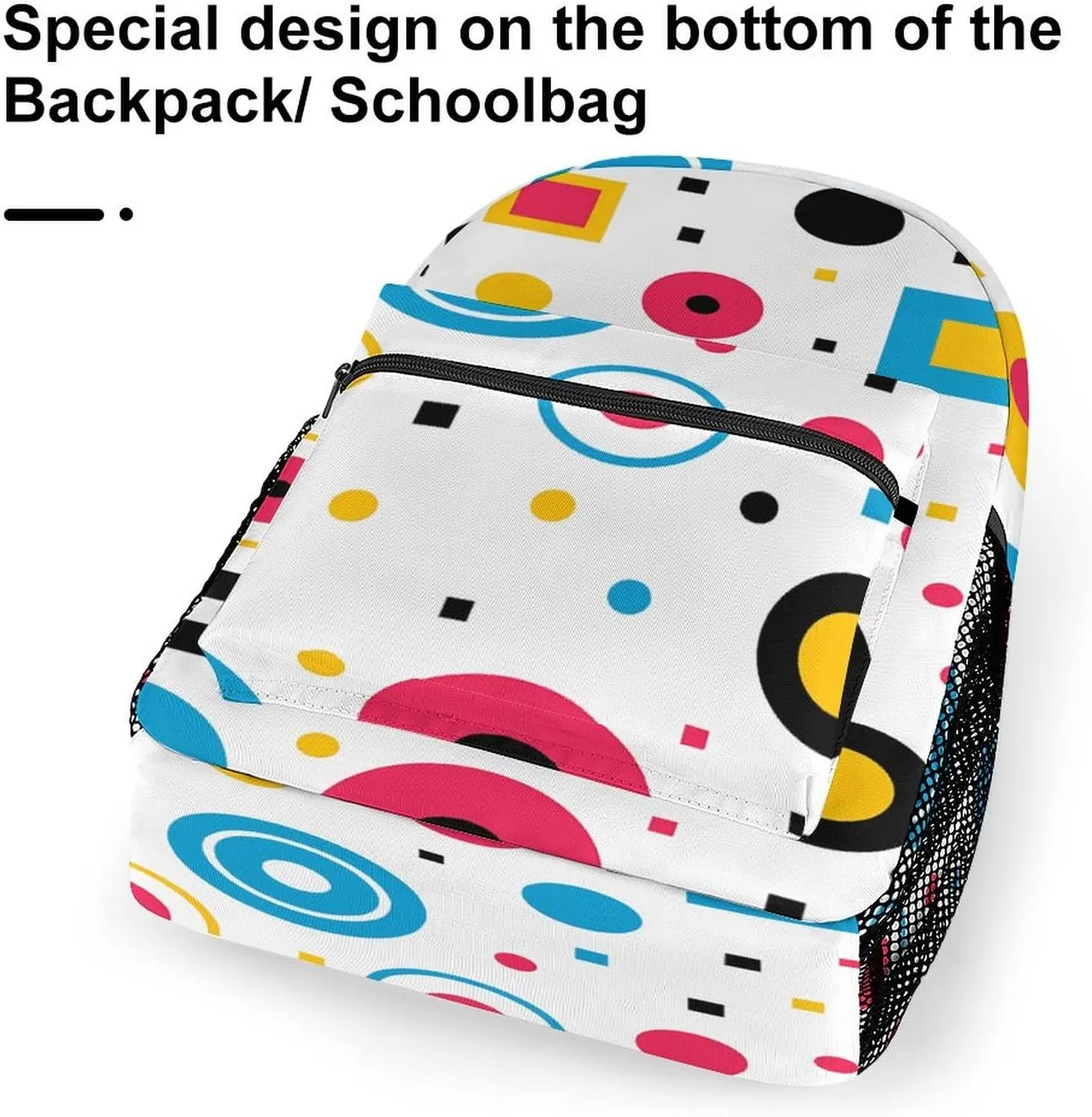 Small Backpacks Personalized Circles And Squares Printing Travel Bag Lightweight Travel Backpack For Women Men