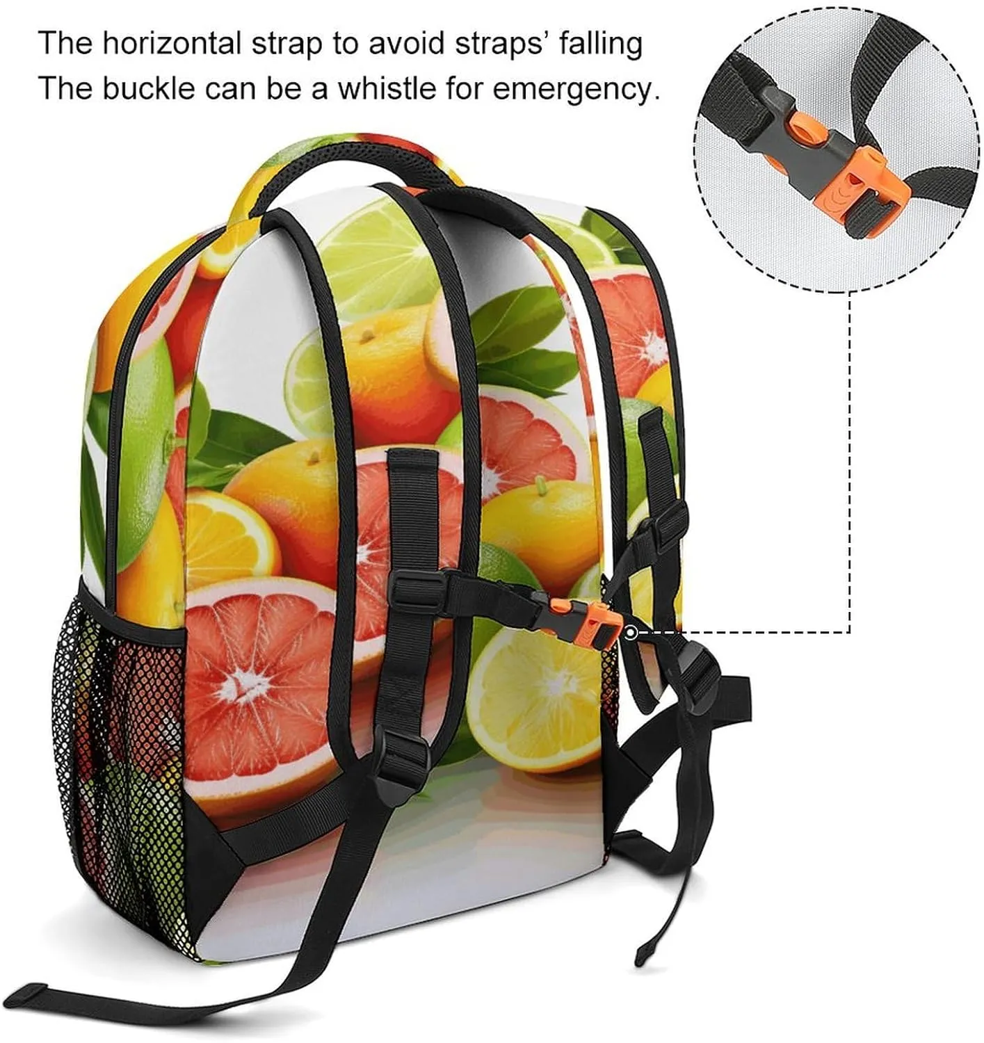 Small Backpacks Personalized Citrus Fruits Printing Travel Bag Lightweight Travel Backpack For Women Men