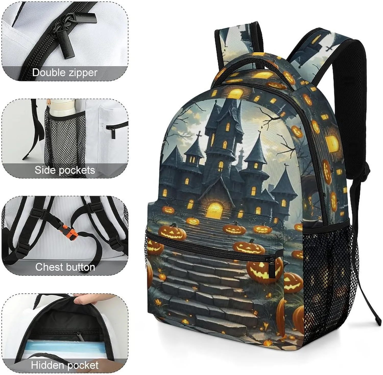 Small Backpacks Personalized City Terror Forest Printing Travel Bag Lightweight Travel Backpack For Women Men