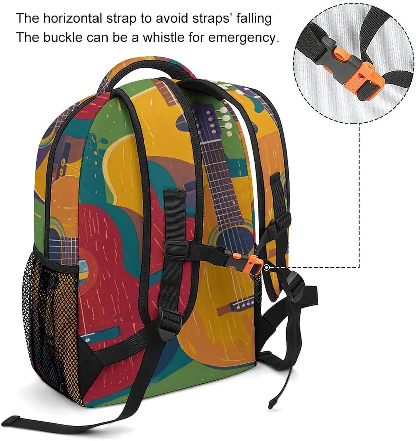Small Backpacks Personalized Color Acoustic And Guitars Printing Travel Bag Lightweight Travel Backpack For Women Men