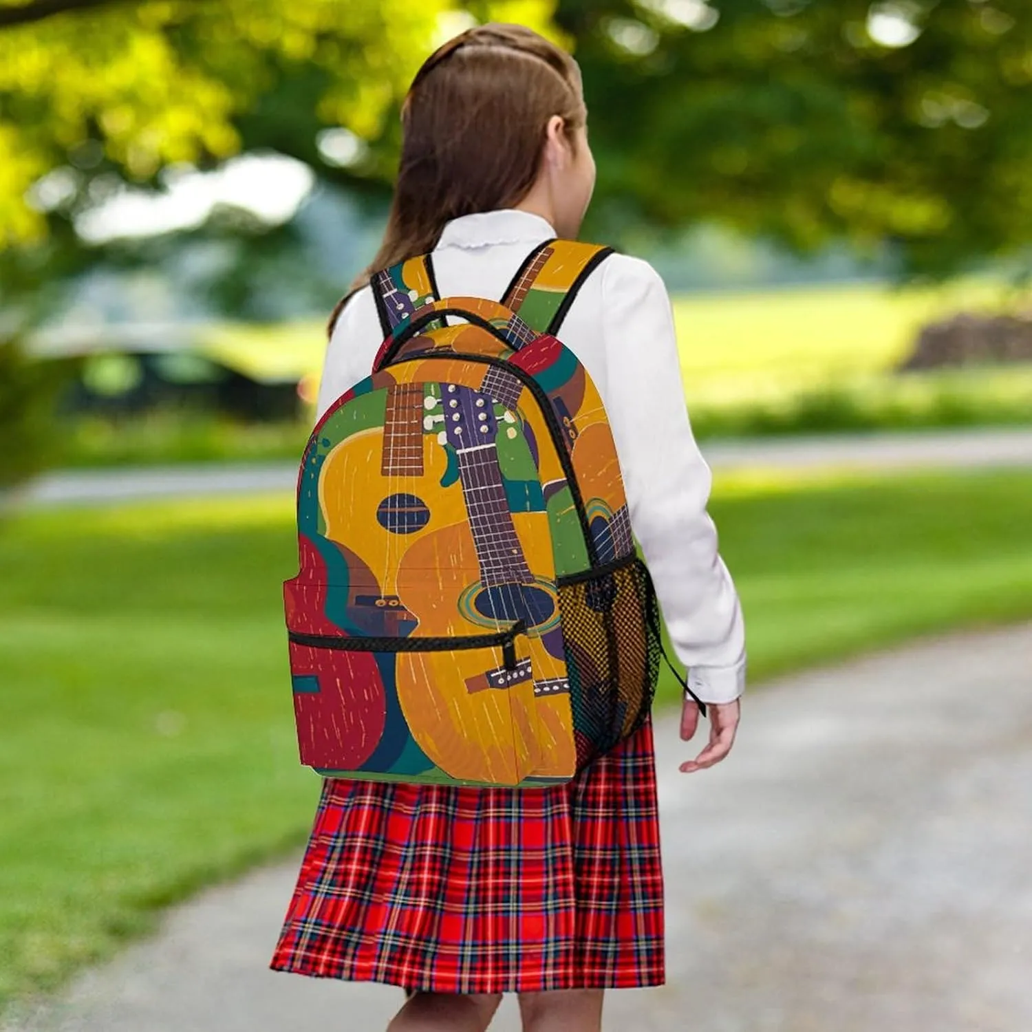 Small Backpacks Personalized Color Acoustic And Guitars Printing Travel Bag Lightweight Travel Backpack For Women Men