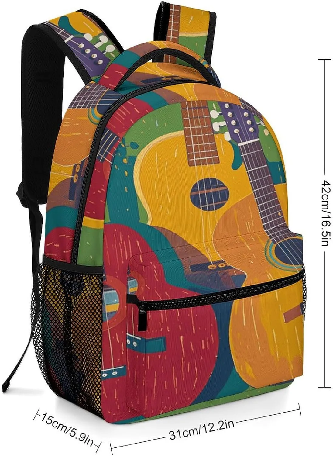 Small Backpacks Personalized Color Acoustic And Guitars Printing Travel Bag Lightweight Travel Backpack For Women Men