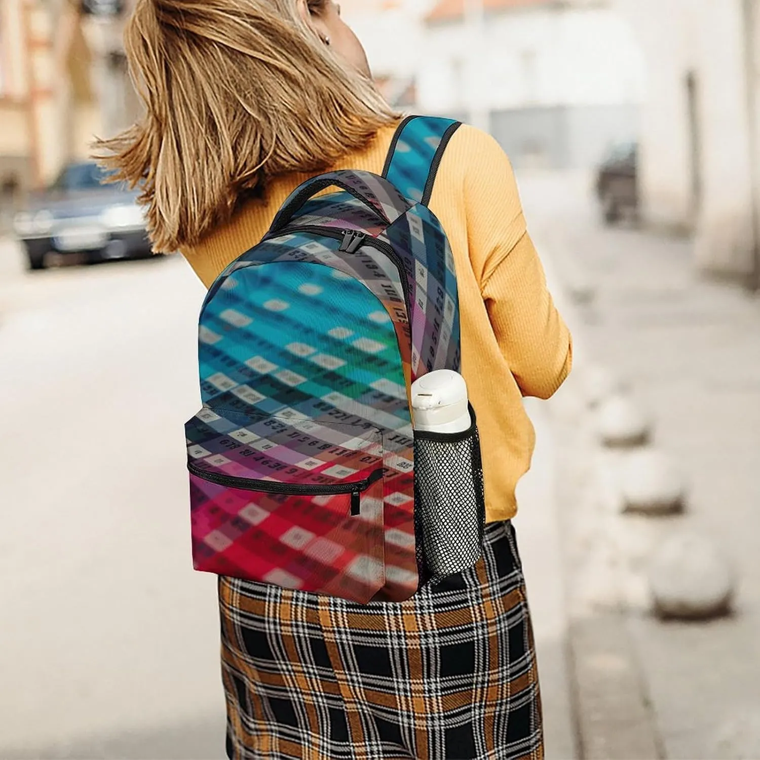 Small Backpacks Personalized Color Card Board Printing Travel Bag Lightweight Travel Backpack For Women Men