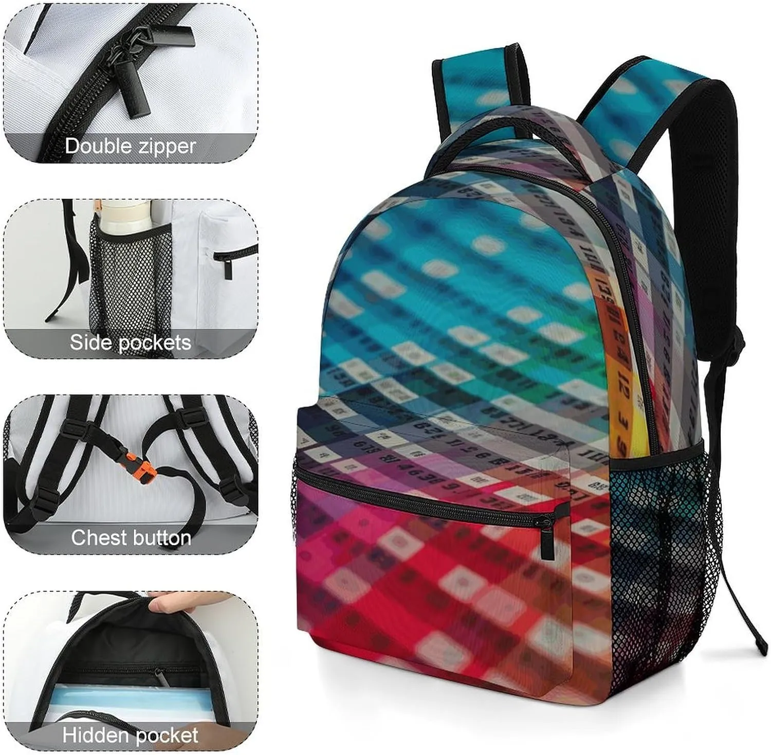 Small Backpacks Personalized Color Card Board Printing Travel Bag Lightweight Travel Backpack For Women Men