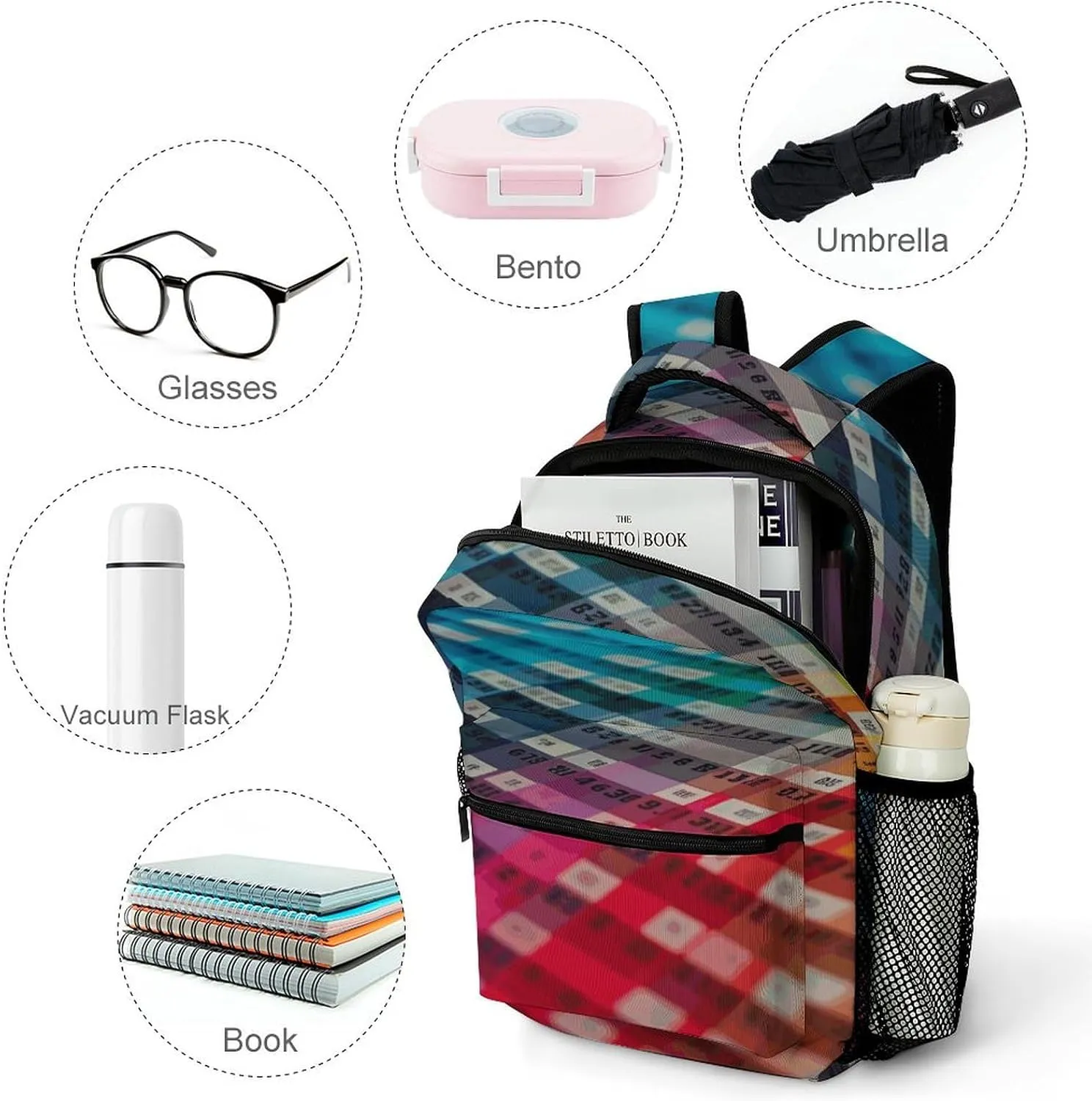 Small Backpacks Personalized Color Card Board Printing Travel Bag Lightweight Travel Backpack For Women Men