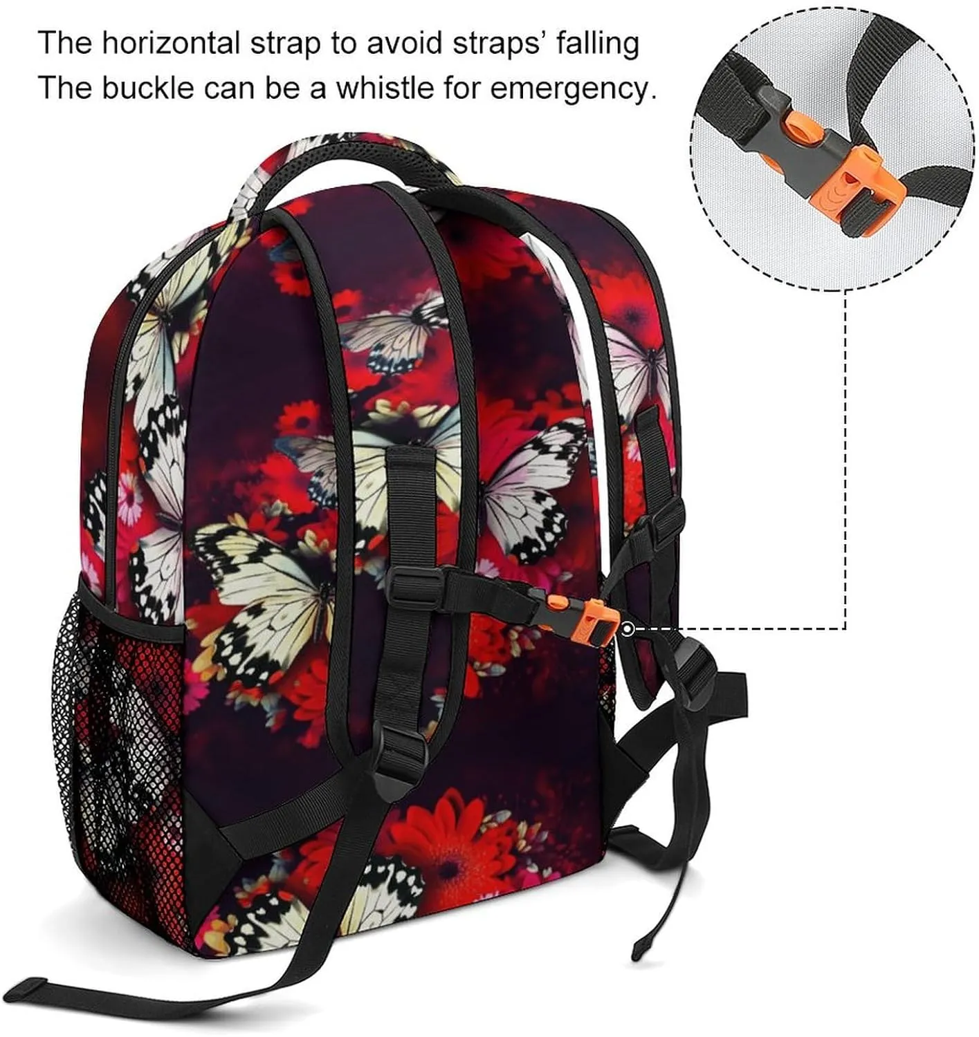 Small Backpacks Personalized Colorful Flowers Butterflies Printing Travel Bag Lightweight Travel Backpack For Women Men