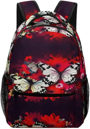 Small Backpacks Personalized Colorful Flowers Butterflies Printing Travel Bag Lightweight Travel Backpack For Women Men