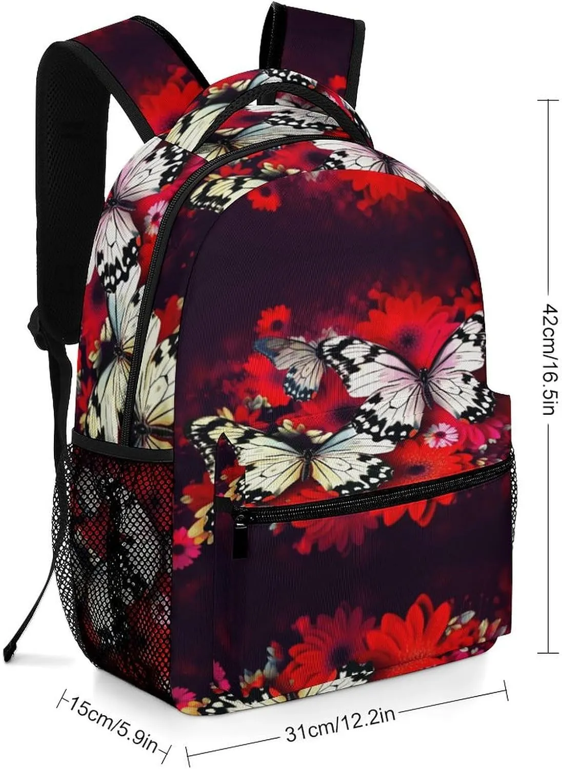 Small Backpacks Personalized Colorful Flowers Butterflies Printing Travel Bag Lightweight Travel Backpack For Women Men