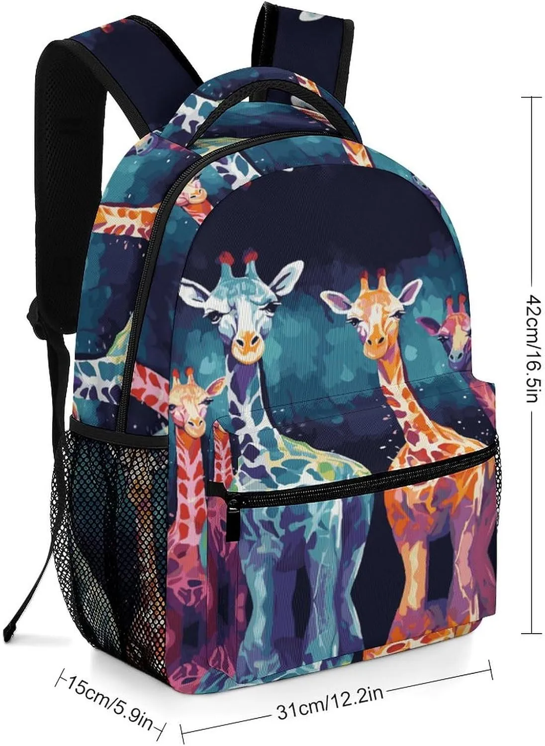 Small Backpacks Personalized Colorful Giraffe Fans Lovers Printing Travel Bag Lightweight Travel Backpack For Women Men