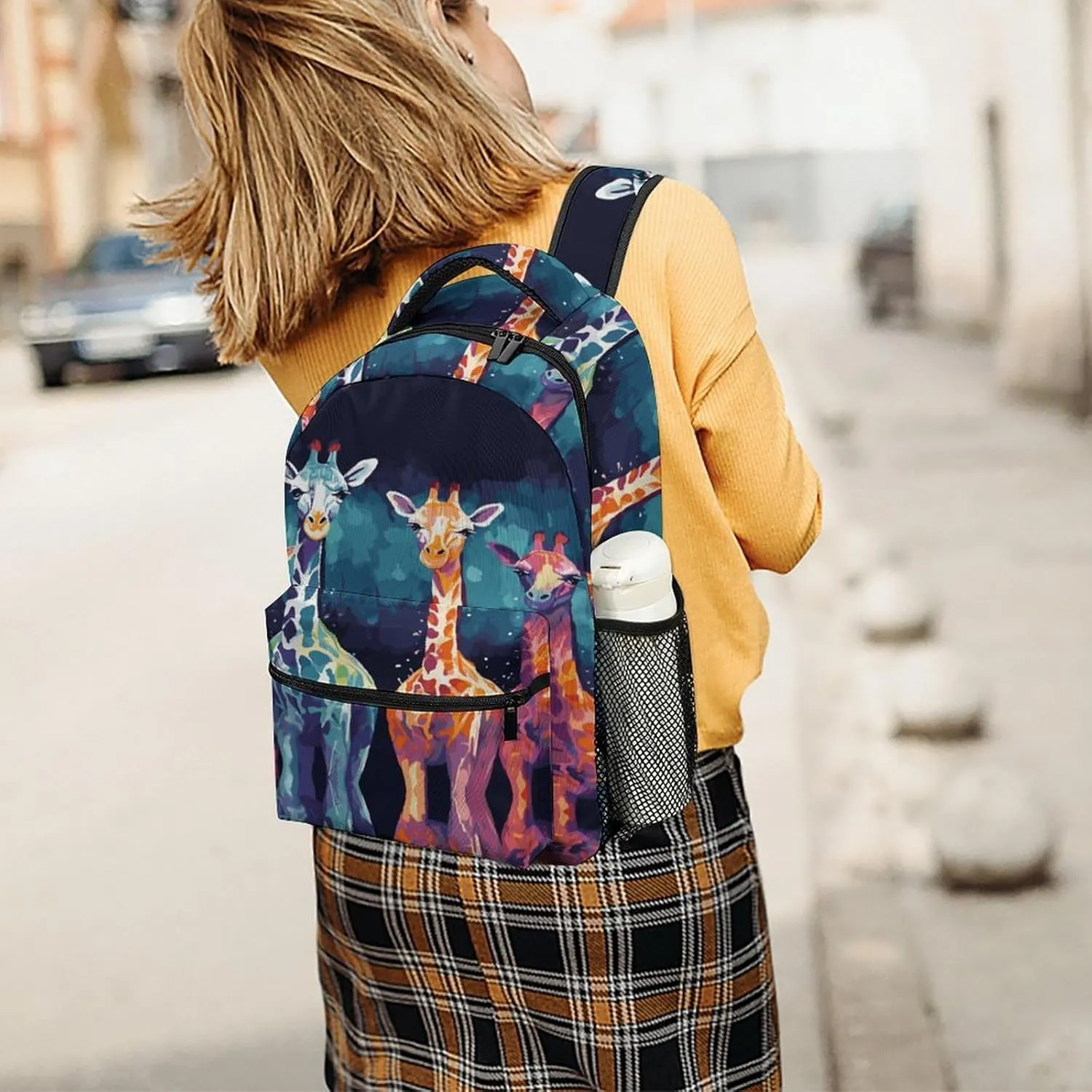 Small Backpacks Personalized Colorful Giraffe Fans Lovers Printing Travel Bag Lightweight Travel Backpack For Women Men