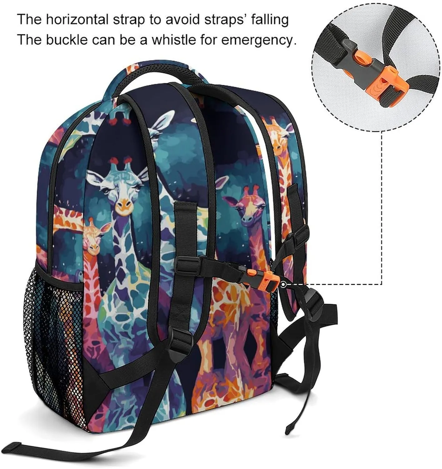 Small Backpacks Personalized Colorful Giraffe Fans Lovers Printing Travel Bag Lightweight Travel Backpack For Women Men