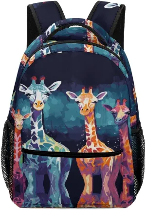 Small Backpacks Personalized Colorful Giraffe Fans Lovers Printing Travel Bag Lightweight Travel Backpack For Women Men