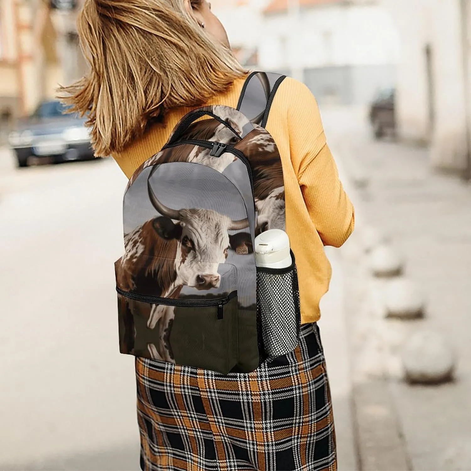 Small Backpacks Personalized Cow Printing Travel Bag Lightweight Travel Backpack For Women Men